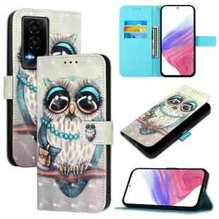 For Honor GT 3D Painting Horizontal Flip Leather Phone Case(Grey Owl)