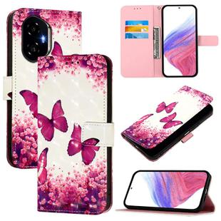 For Honor 300 3D Painting Horizontal Flip Leather Phone Case(Rose Butterfly)