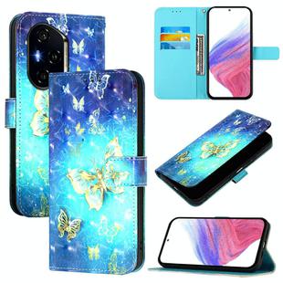 For Honor 300 Pro / 300 Ultra 3D Painting Horizontal Flip Leather Phone Case(Golden Butterfly)