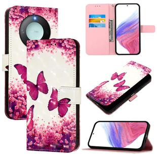 For Honor X9C Smart 5G 3D Painting Horizontal Flip Leather Phone Case(Rose Butterfly)