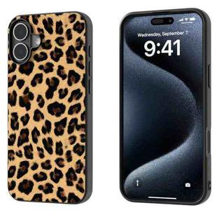 For iPhone 16 Plus Black Frame Leopard Phone Case(Leopard Print)