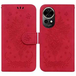 For Huawei nova 12 Butterfly Rose Embossed Leather Phone Case(Red)