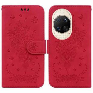 For Huawei nova 14 Ultra Butterfly Rose Embossed Leather Phone Case(Red)