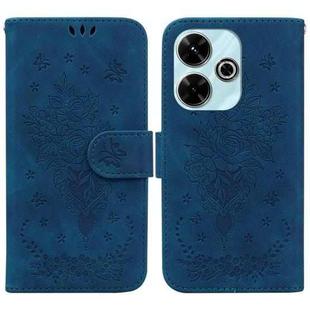 For Redmi 13 4G Butterfly Rose Embossed Leather Phone Case(Blue)
