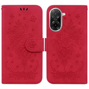 For Redmi A5 4G 173.3mm Butterfly Rose Embossed Leather Phone Case(Red)