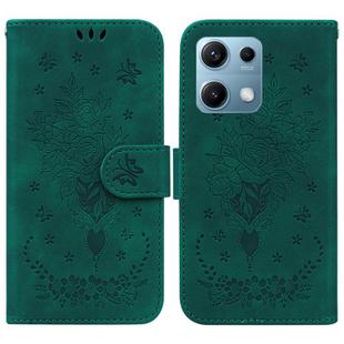 For Redmi Note 14S 4G Butterfly Rose Embossed Leather Phone Case(Green)