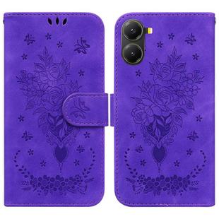 For Redmi Turbo 4 / Xiaomi Poco X7 Pro Butterfly Rose Embossed Leather Phone Case(Purple)