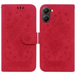 For Redmi Turbo 4 / Xiaomi Poco X7 Pro Butterfly Rose Embossed Leather Phone Case(Red)