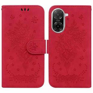 For Redmi A5 4G 171.7mm Butterfly Rose Embossed Leather Phone Case(Red)