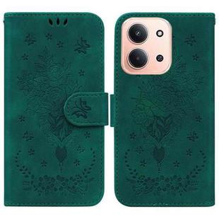 For Redmi 15C 4G 173.1mm / 15C 5G 173.1mm Butterfly Rose Embossed Leather Phone Case(Green)