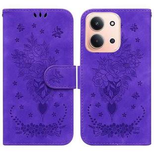 For Redmi 15C 4G 173.1mm / 15C 5G 173.1mm Butterfly Rose Embossed Leather Phone Case(Purple)