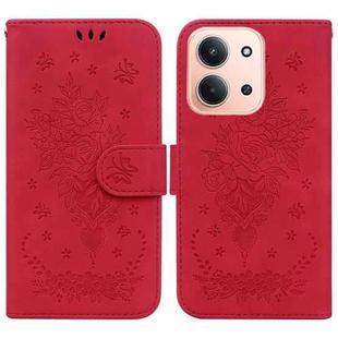 For Redmi 15C 4G 173.1mm / 15C 5G 173.1mm Butterfly Rose Embossed Leather Phone Case(Red)