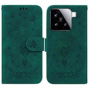 For Xiaomi 15 Butterfly Rose Embossed Leather Phone Case(Green)