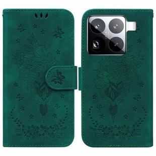 For Xiaomi 15 Pro Butterfly Rose Embossed Leather Phone Case(Green)