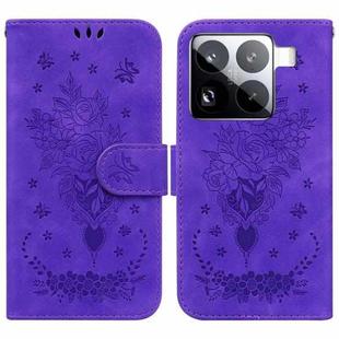 For Xiaomi 15 Pro Butterfly Rose Embossed Leather Phone Case(Purple)