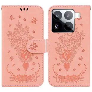 For Xiaomi 15 Pro Butterfly Rose Embossed Leather Phone Case(Pink)
