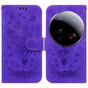 For Xiaomi 15 Ultra Butterfly Rose Embossed Leather Phone Case(Purple)