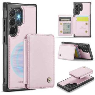 For Samsung Galaxy S22 Ultra 5G JEEHOOD J05 Business Magnetic Style RFID Leather Phone Case(Pink)