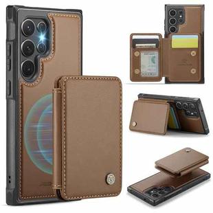 For Samsung Galaxy S22 Ultra 5G JEEHOOD J05 Business Magnetic Style RFID Leather Phone Case(Brown)