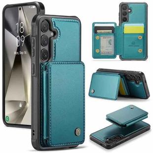 For Samsung Galaxy S24+ 5G JEEHOOD J05 Business Magnetic Style RFID Leather Phone Case(Blue Green)