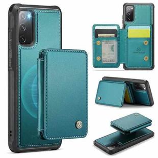 For Samsung Galaxy S20 FE JEEHOOD J05 Business Magnetic Style RFID Leather Phone Case(Blue Green)