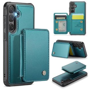 For Samsung Galaxy S23 FE 5G JEEHOOD J05 Business Magnetic Style RFID Leather Phone Case(Blue Green)