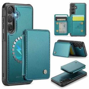 For Samsung Galaxy S24 FE 5G JEEHOOD J05 Business Magnetic Style RFID Leather Phone Case(Blue Green)