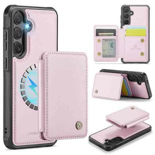 For Samsung Galaxy S24 FE 5G JEEHOOD J05 Business Magnetic Style RFID Leather Phone Case(Pink)