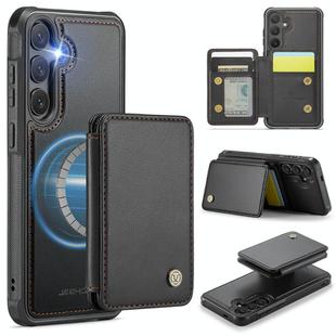 For Samsung Galaxy S25+ 5G JEEHOOD J05 Business Magnetic Style RFID Leather Phone Case(Black)