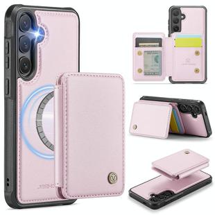 For Samsung Galaxy S25+ 5G JEEHOOD J05 Business Magnetic Style RFID Leather Phone Case(Pink)