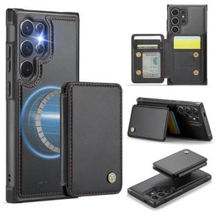 For Samsung Galaxy S25 Ultra 5G JEEHOOD J05 Business Magnetic Style RFID Leather Phone Case(Black)