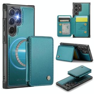 For Samsung Galaxy S25 Ultra 5G JEEHOOD J05 Business Magnetic Style RFID Leather Phone Case(Blue Green)