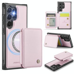 For Samsung Galaxy S25 Ultra 5G JEEHOOD J05 Business Magnetic Style RFID Leather Phone Case(Pink)