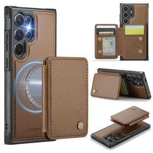 For Samsung Galaxy S25 Ultra 5G JEEHOOD J05 Business Magnetic Style RFID Leather Phone Case(Brown)