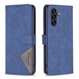For Samsung Galaxy M36 5G Magnetic Buckle Rhombus Texture Leather Phone Case(Blue)