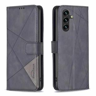 For Samsung Galaxy M36 5G Magnetic Buckle Rhombus Texture Leather Phone Case(Black)