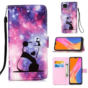 For Xiaomi Redmi 9C Colored Drawing Pattern Plain Weave Horizontal Flip Leather Case with Holder & Card Slot & Wallet & Lanyard(Baby Panda)