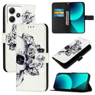 For Redmi 12 4G / 5G Global India / Note 12R 3D Painting Horizontal Flip Leather Phone Case(Skull)