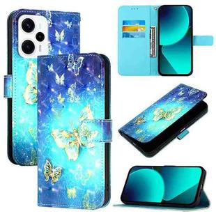 For Redmi Note 11T Pro+ / Note 12T Pro / K50i 3D Painting Horizontal Flip Leather Phone Case(Golden Butterfly)