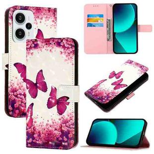 For Redmi Note 12 Turbo / Xiaomi Poco F5 3D Painting Horizontal Flip Leather Phone Case(Rose Butterfly)