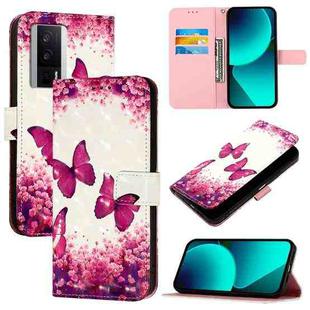 For Redmi K60 / K60 Pro / Xiaomi Poco F5 Pro 3D Painting Horizontal Flip Leather Phone Case(Rose Butterfly)