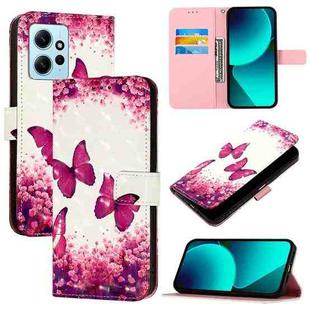 For Redmi Note 12 4G Global 3D Painting Horizontal Flip Leather Phone Case(Rose Butterfly)