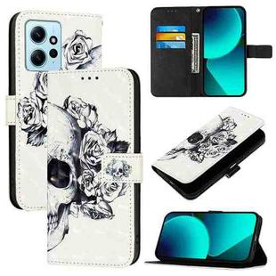 For Redmi Note 12 4G Global 3D Painting Horizontal Flip Leather Phone Case(Skull)