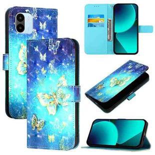 For Redmi A1 4G Global / Redmi A2 4G 3D Painting Horizontal Flip Leather Phone Case(Golden Butterfly)