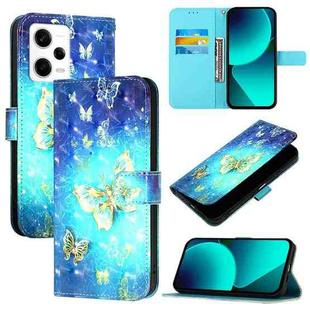 For Redmi Note 12 Explorer 3D Painting Horizontal Flip Leather Phone Case(Golden Butterfly)