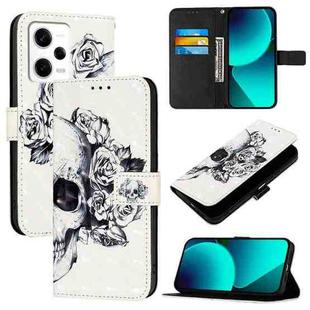 For Redmi Note 12 Explorer 3D Painting Horizontal Flip Leather Phone Case(Skull)