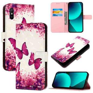 For Redmi 9A / Redmi 9i / 9AT 3D Painting Horizontal Flip Leather Phone Case(Rose Butterfly)