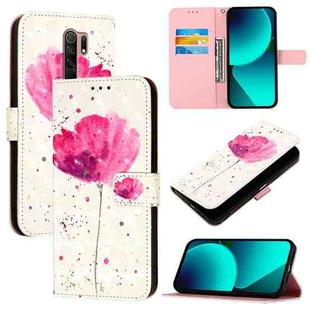 For Redmi 9 / 9 Prime India 3D Painting Horizontal Flip Leather Phone Case(Flower)