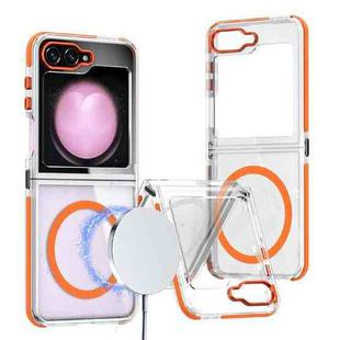 For Samsung Galaxy Z Flip5 Dual-Color Clear Acrylic Hybrid TPU MagSafe Phone Case(Orange)