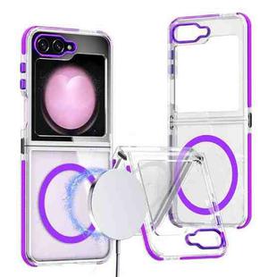 For Samsung Galaxy Z Flip5 Dual-Color Clear Acrylic Hybrid TPU MagSafe Phone Case(Purple)